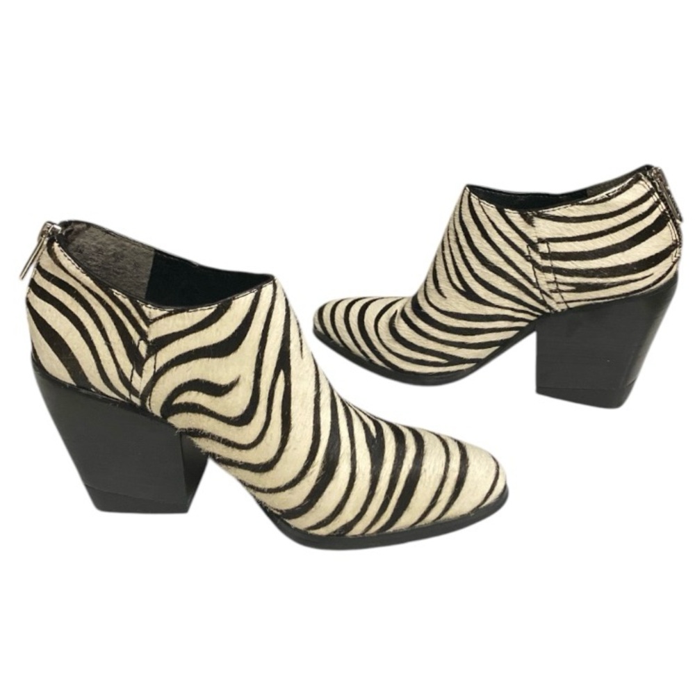 Franco Sarto Ankle Bootie Zebra Real Fur Dyed Hair Calf Women’s size 7